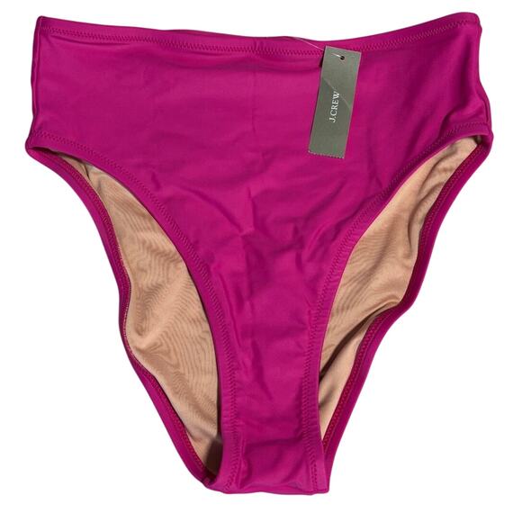 NWT J.‎ Crew Bikini Bottom, Hallie High Rise Full Coverage, Magenta Pink, Sz. M - Picture 1 of 3
